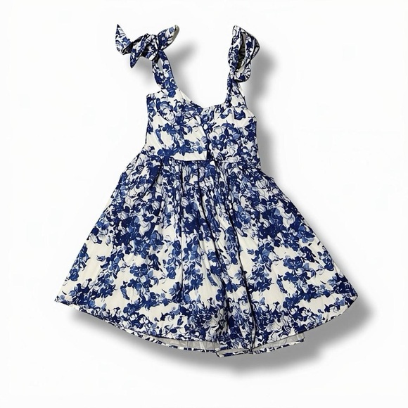Brand New Women's Blue and White Floral Tie Dress - Picture 2 of 4